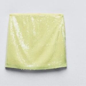 Zara Lime Sequin Mini Skirt